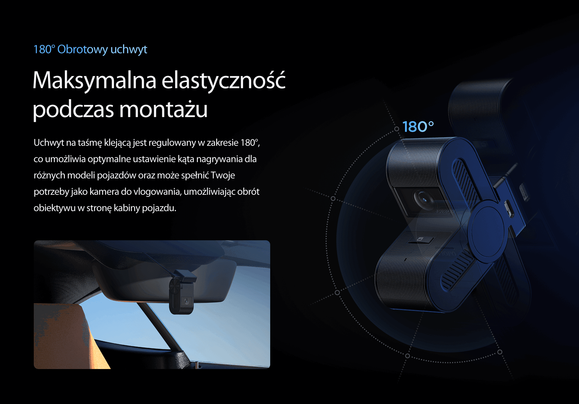VIOFO VS1 dyskretna mikro kamera samochodowa z GPS, WiFi, Bluetooth, polskie komunikaty, HDR + matryca Sony STARVIS 2 Sensor QHD+