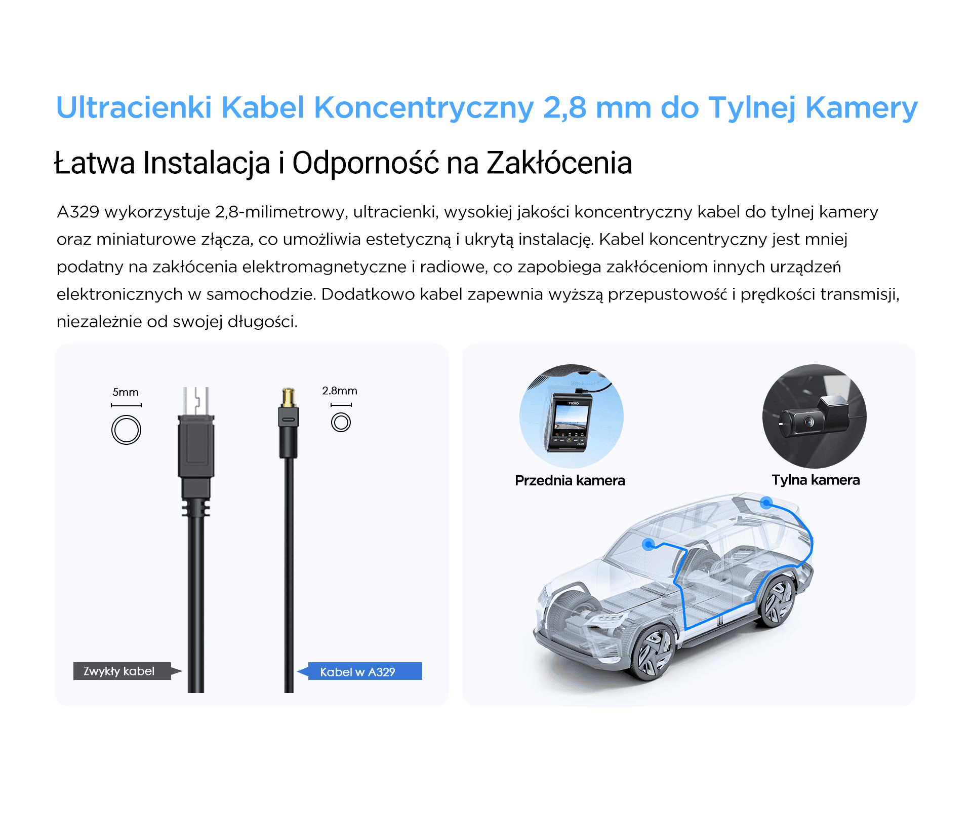 VIOFO A329 1CH kamera samochodowa przód 4K 60FPS, obsługa dysków SSD, HDR, GPS, Sony Starvis 2, G-sensor, mikrofon, Wi-Fi, BT