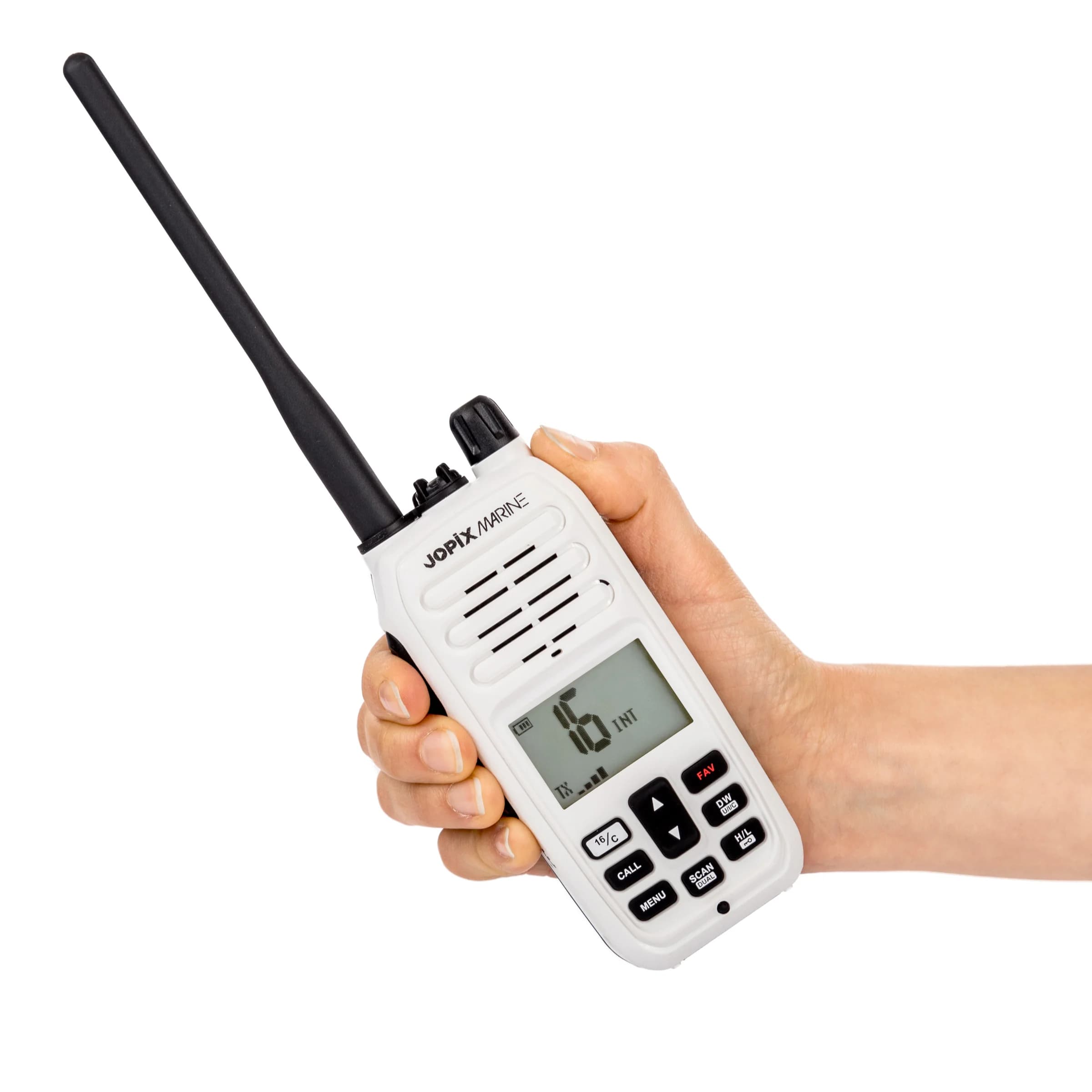Jopix Marine 616P WHITE ręczny radiotelefon morski VHF IP67, pływający, moc 5W, NRC, WX, czujnik wody - możliwość rejestracji w UKE
