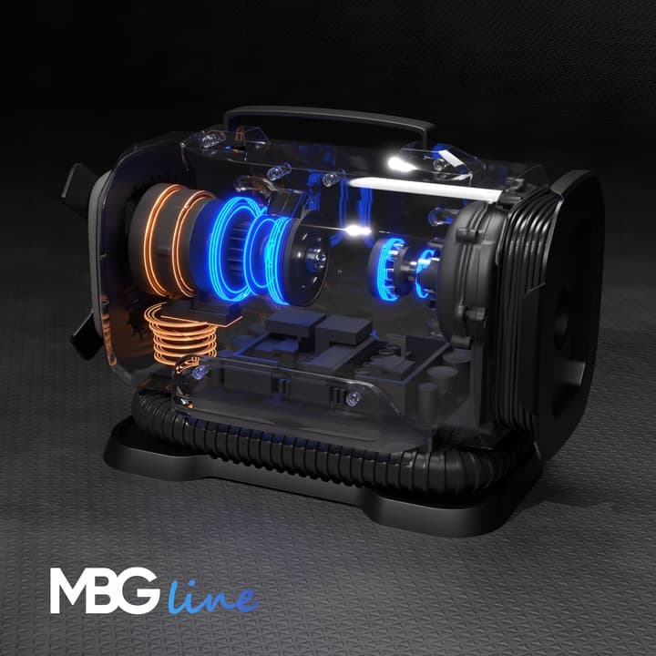 MBG LINE 845 PRO kompresor samochodowy sprężarka pompka elektryczna DC 12V / AC 230V latarka LED LCD