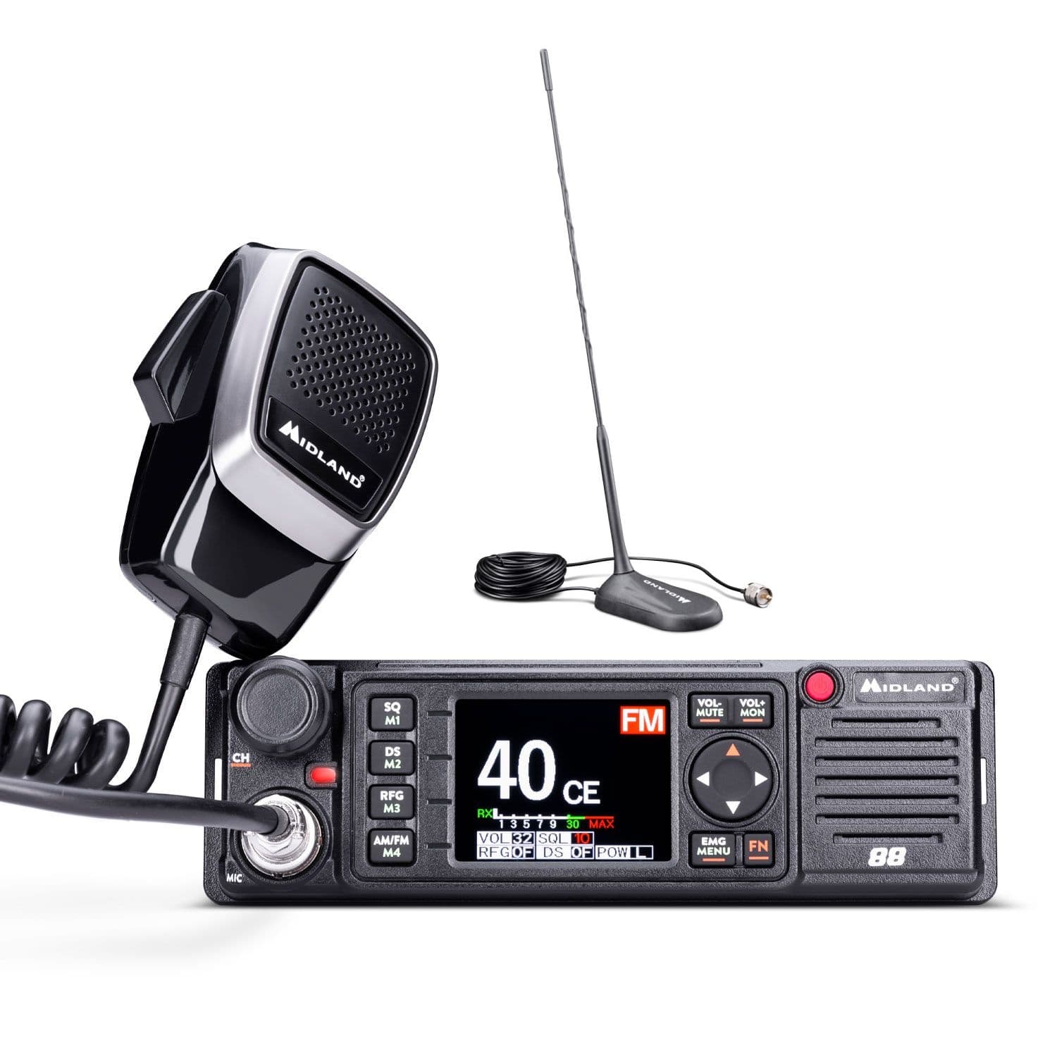  Zestaw CB radio MIDLAND 88 + Midland MC45 dyskretna antena CB 50cm na magnesie
