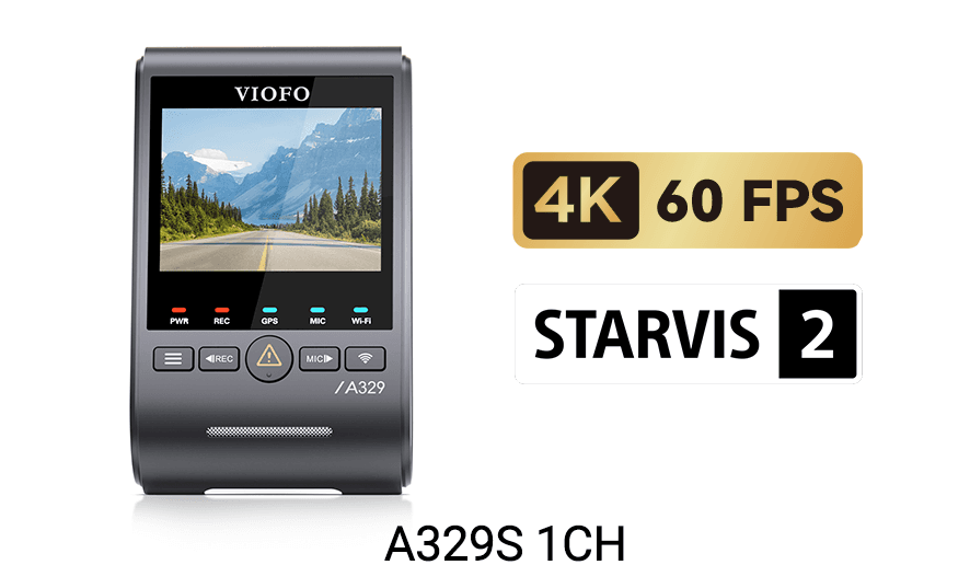 VIOFO A329S 1CH kamera samochodowa przód 4K 60FPS, obsługa dysków SSD, HDR, GPS, Sony Starvis 2, G-sensor, mikrofon, Wi-Fi 6, BT