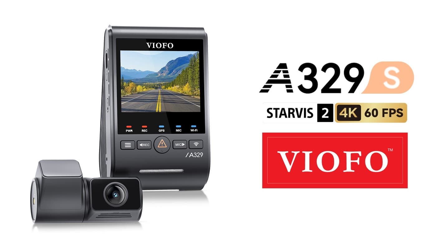 VIOFO A329S 2CH dual kamera samochodowa przód 4K 60FPS + tył 2K 30FPS, obsługa dysków SSD, HDR, GPS, Sony Starvis 2, G-sensor, mikrofon, Wi-Fi 6, BT