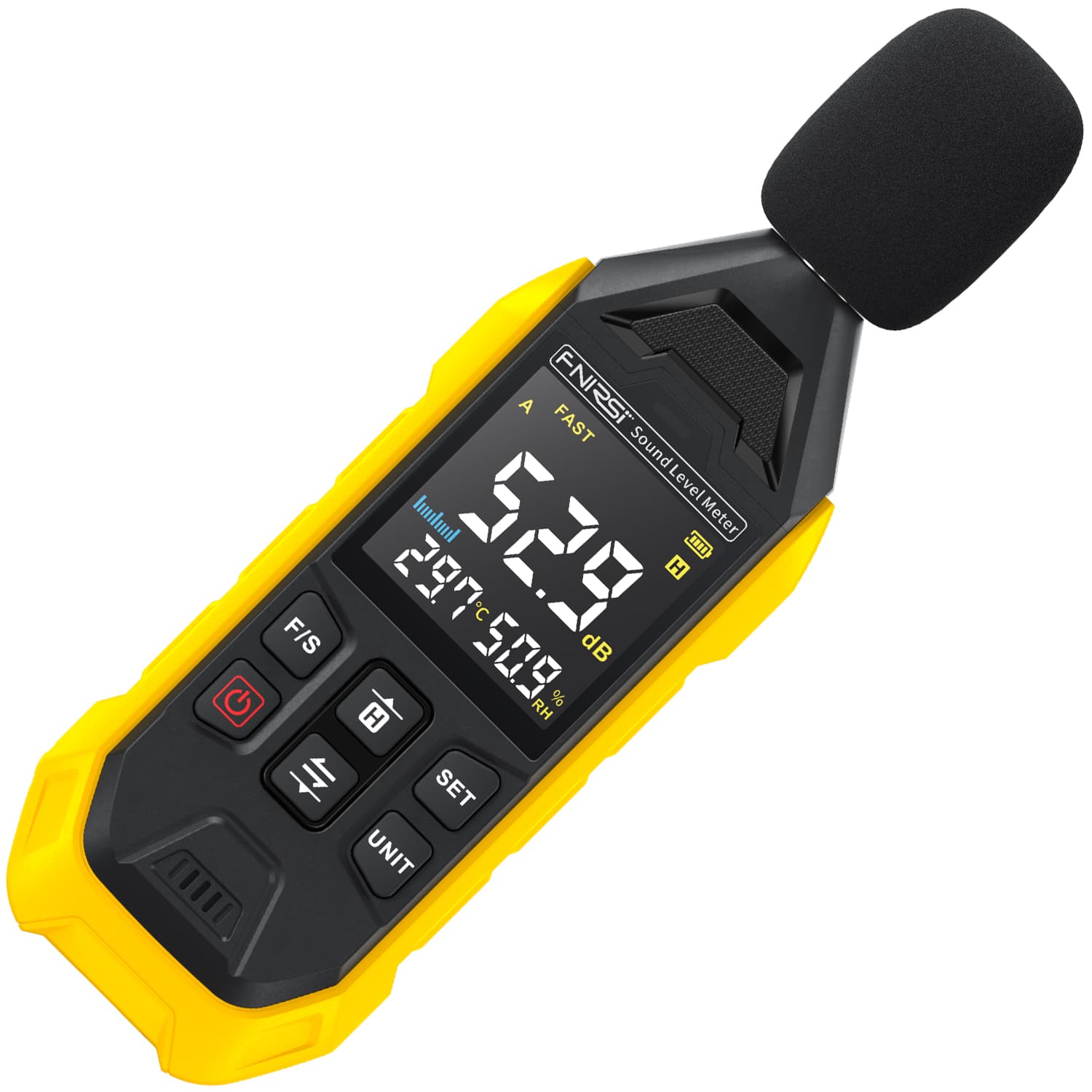 FNIRSI FDM01 cyfrowy miernik poziomu hałasu / sonometr, decybelomierz 30-130dB