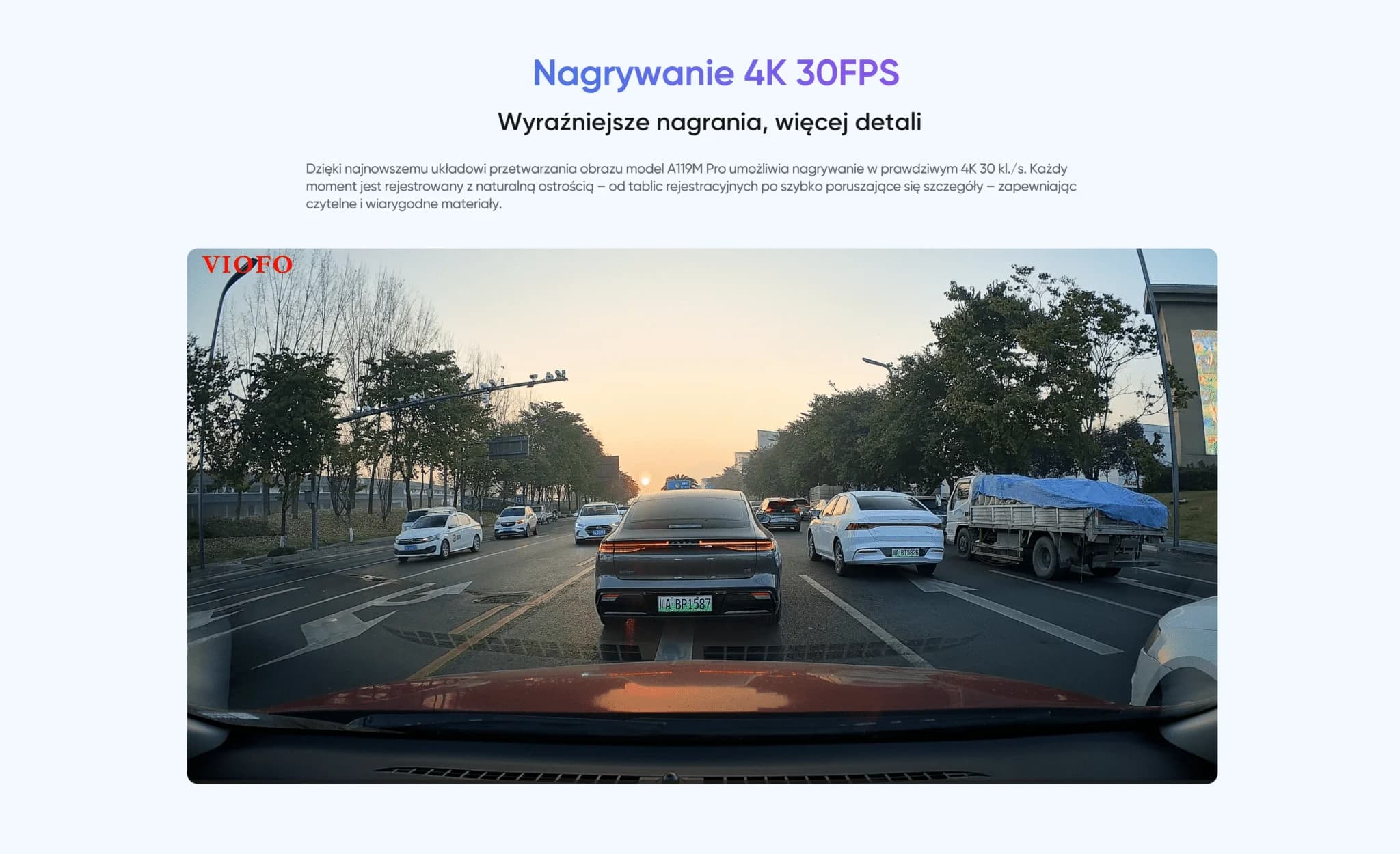 VIOFO A119M PRO najmniejsza kamera samochodowa 4K Ultra HD 30 FPS + HDR, Sony Starvis 2, GPS, G-sensor, mikrofon, Wi-Fi 6, BT