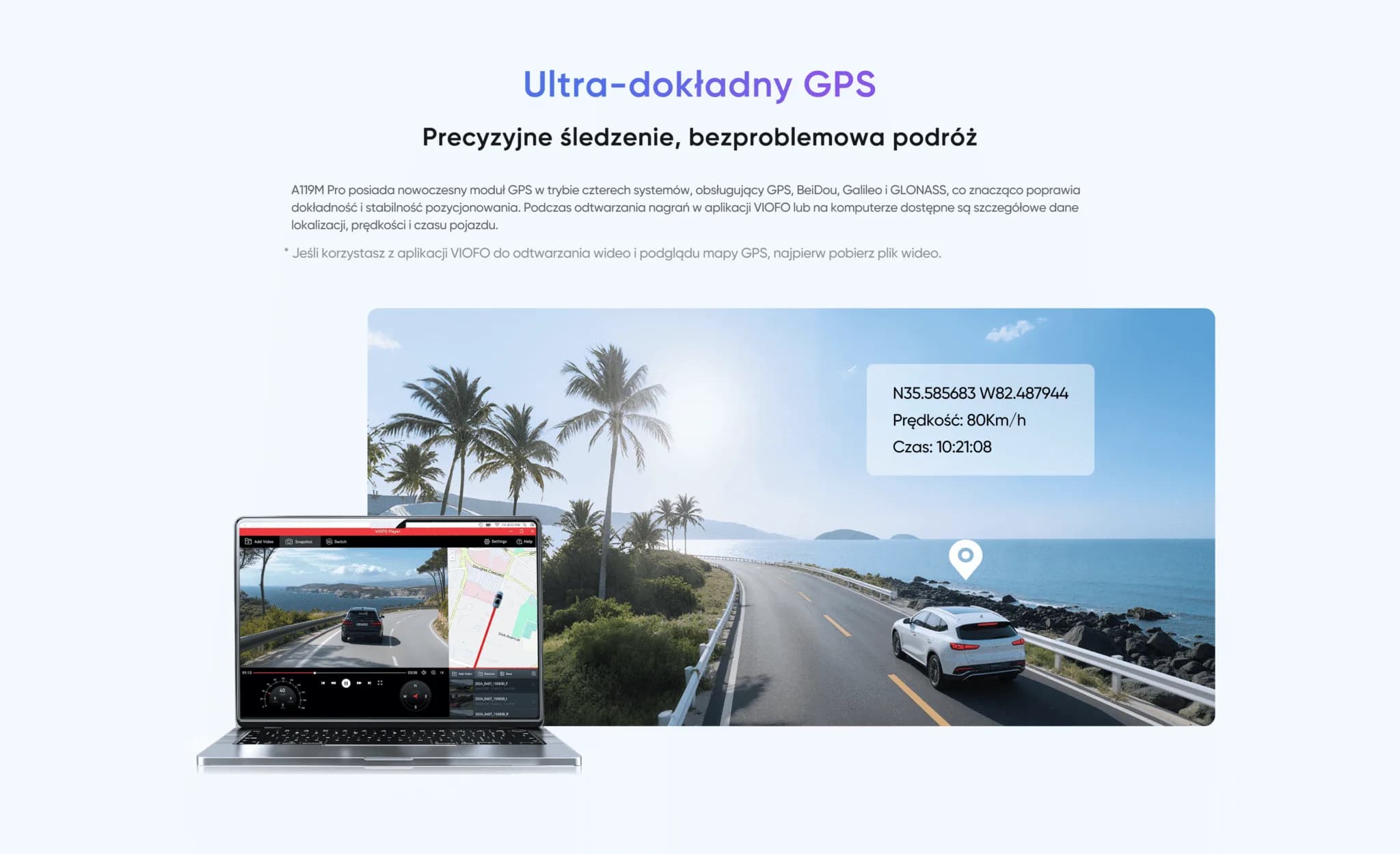 VIOFO A119M PRO najmniejsza kamera samochodowa 4K Ultra HD 30 FPS + HDR, Sony Starvis 2, GPS, G-sensor, mikrofon, Wi-Fi 6, BT