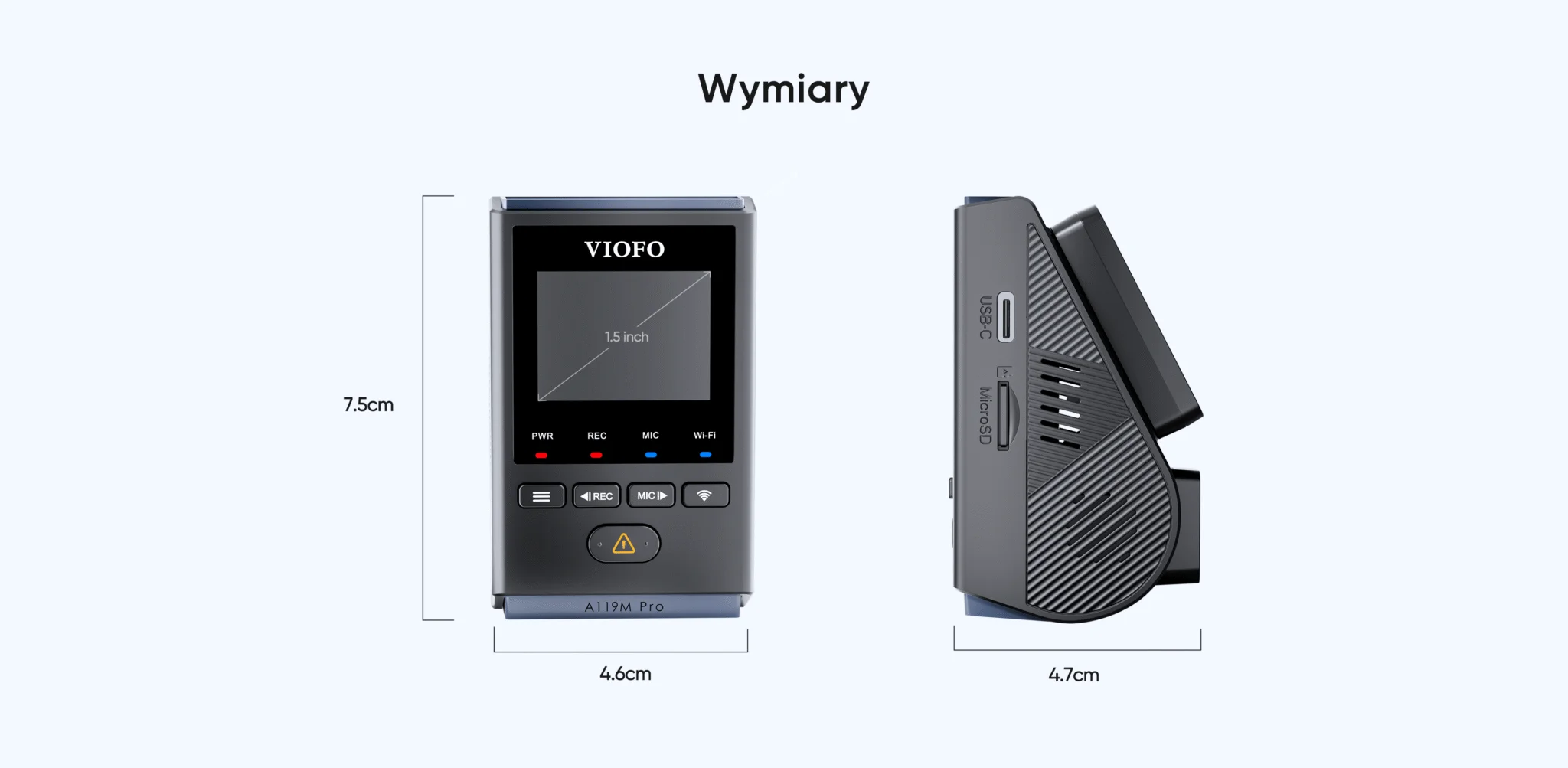 VIOFO A119M PRO najmniejsza kamera samochodowa 4K Ultra HD 30 FPS + HDR, Sony Starvis 2, GPS, G-sensor, mikrofon, Wi-Fi 6, BT