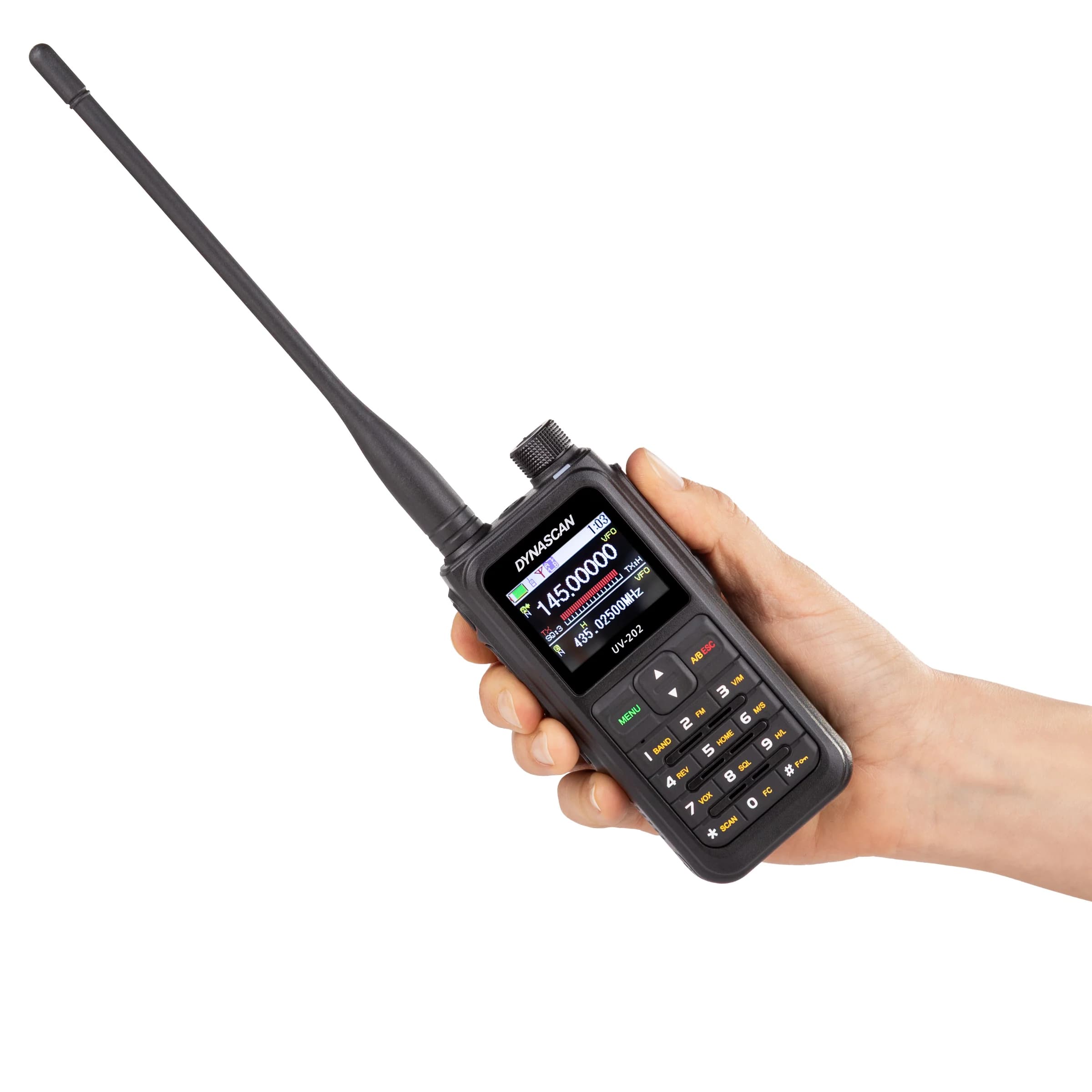 DYNASCAN UV-202 EXPORT ręczny radiotelefon 5W VHF/UHF FM + AIRBAND, IP67, USB-C, pełna polska instrukcja