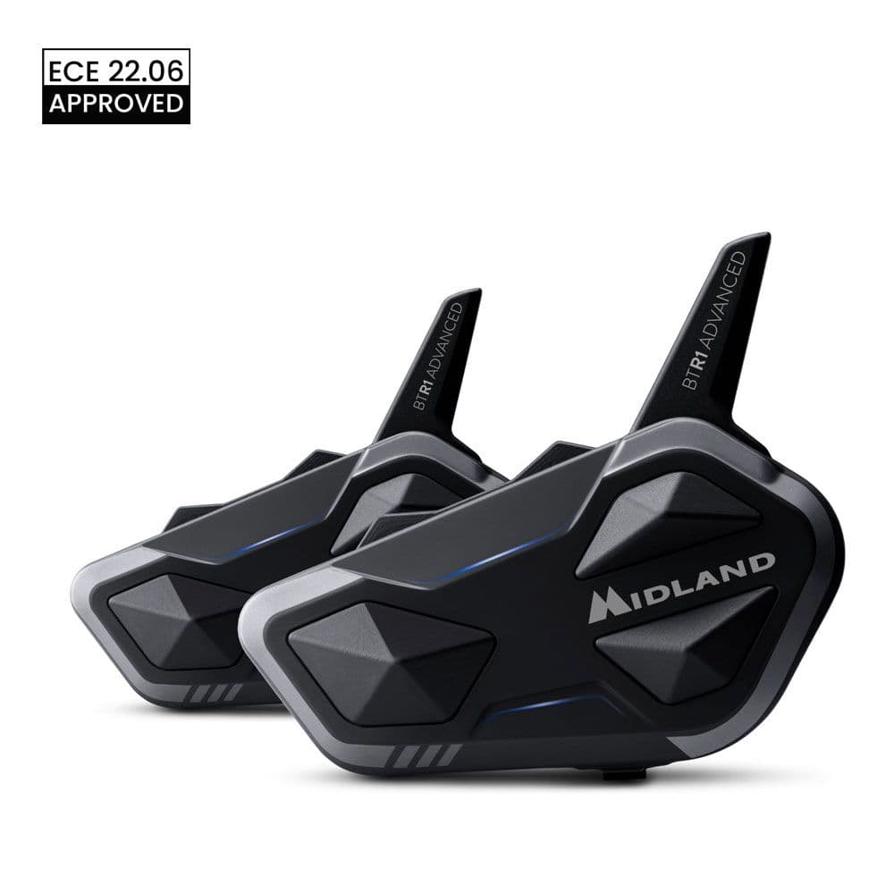 Midland BTR1 ADVANCED X TWIN 2x Interkom z radiem FM + słuchawki i mikrofon - interkom motocyklowy Bluetooth - zestaw na dwa kaski