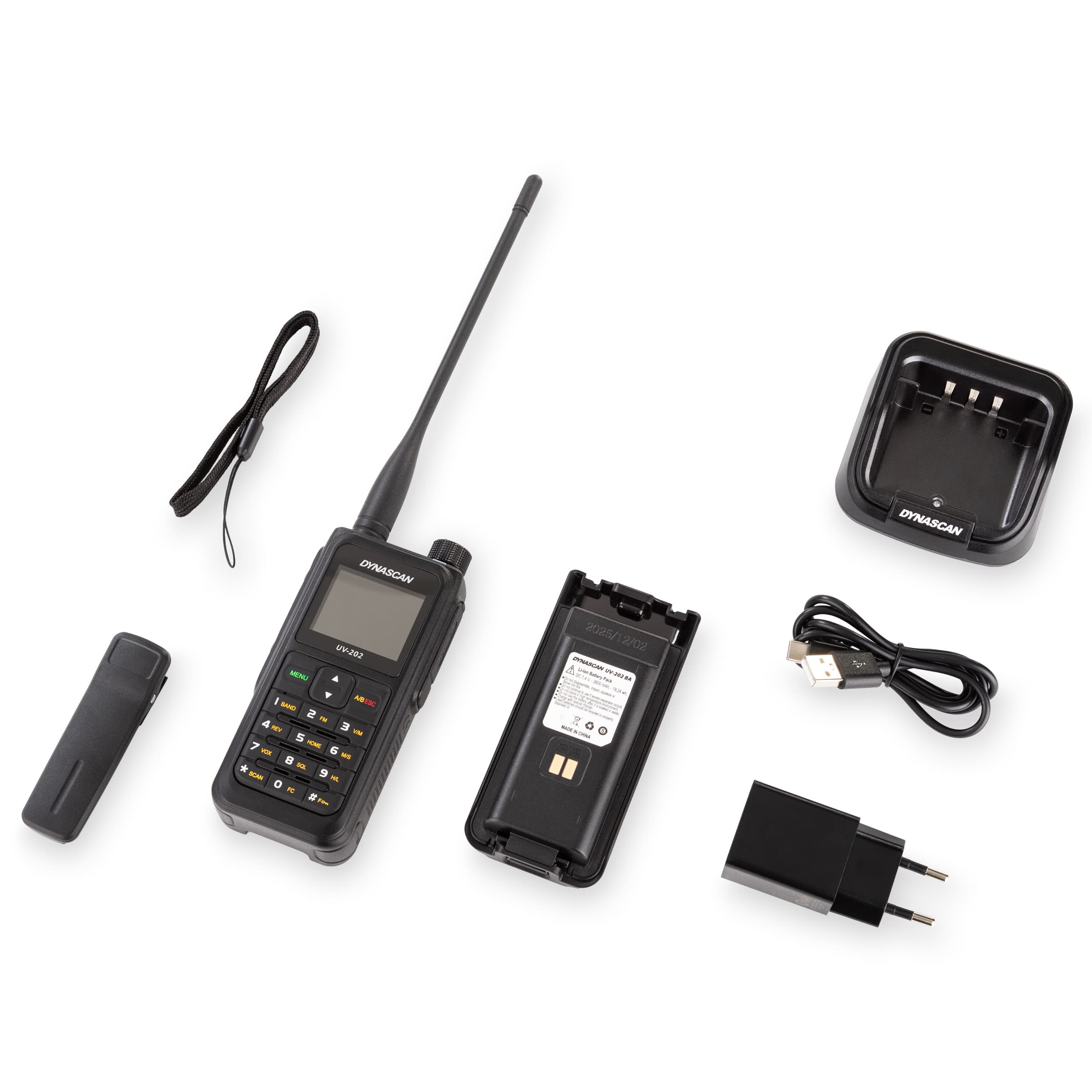 DYNASCAN UV-202 EXPORT ręczny radiotelefon 5W VHF/UHF FM + AIRBAND, IP67, USB-C, pełna polska instrukcja