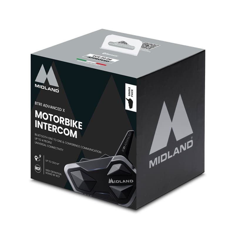Midland BTR1 ADVANCED X TWIN 2x Interkom z radiem FM + słuchawki i mikrofon - interkom motocyklowy Bluetooth - zestaw na dwa kaski