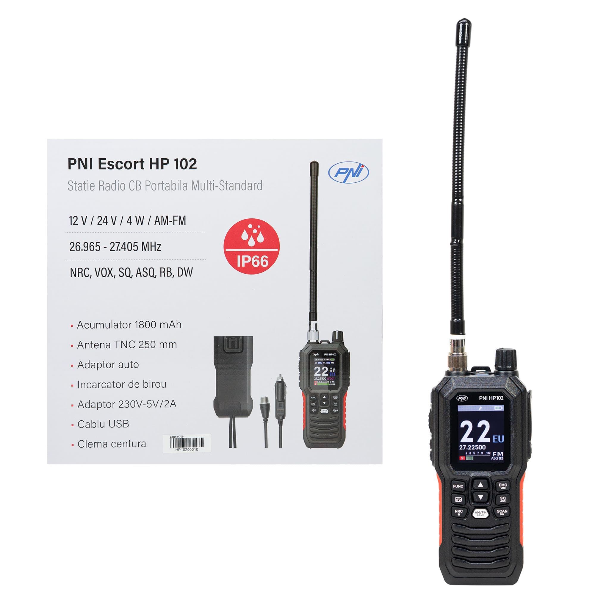 PNI Escort HP 102 NRC CB radio ręczne / przenośne (ręczniak CB) + adapter samochodowy 12/24V (PNI HP-102)