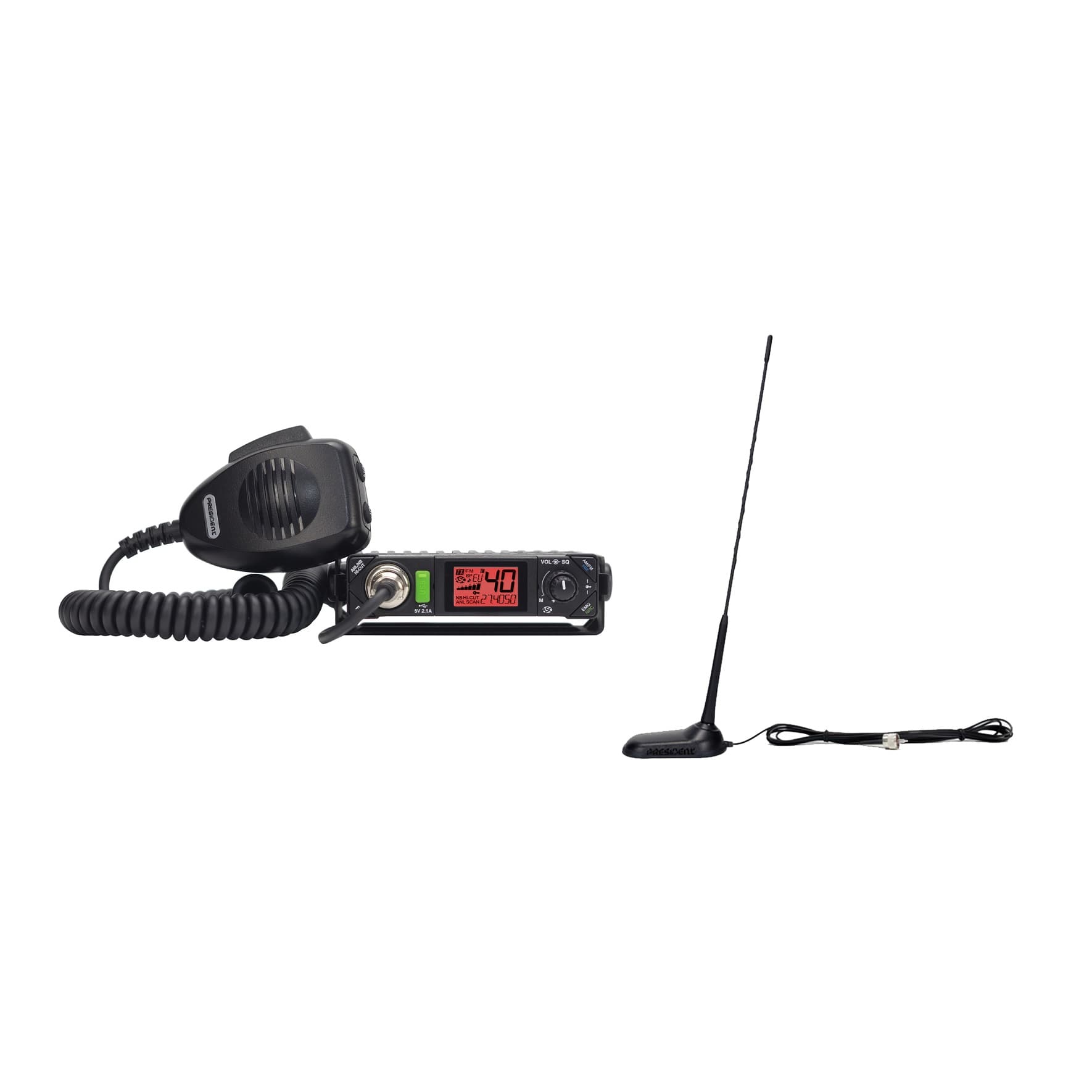 President Bill II Plus + antena CB Virginia F 50cm dyskretny zestaw CB radio