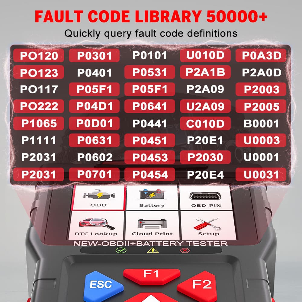 JFIND JF700 ULTRA 2w1 tester akumulatorów 12V/24V + skaner diagnostyczny OBD-2 - diagnostyka / odczyt i kasowanie błędów / test baterii POLSKIE MENU
