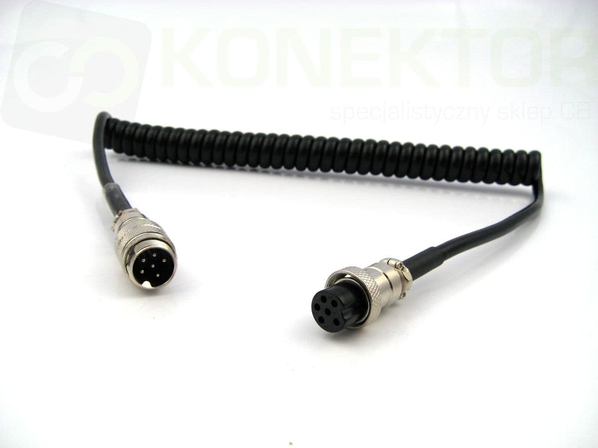 Przedłużka mikrofonowa spiralna 6-PIN (wtyk prosty, 1,50 m długości) President, M Tech, Stabo