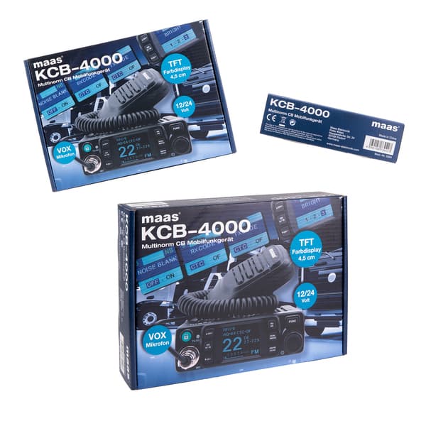MAAS KCB-4000 kompaktowe CB radio 12/24V z ASC, VOX, NRC, RF Gain oraz wskaźnik siły sygnału 
