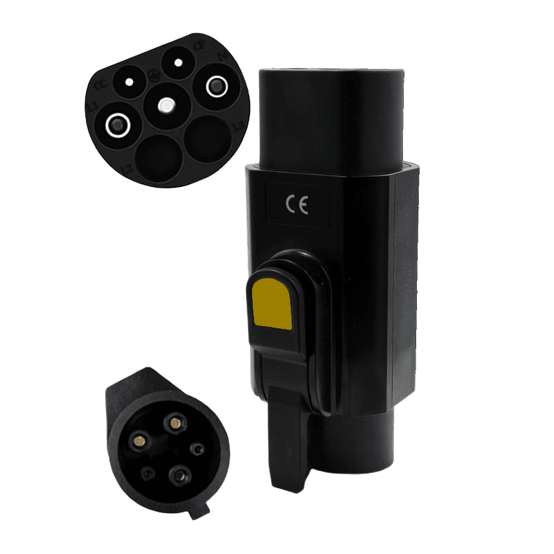 Adapter do ładowania pojazdów elektrycznych Type 2 na Type 1 - 32A 8kW (np. USA/EU)