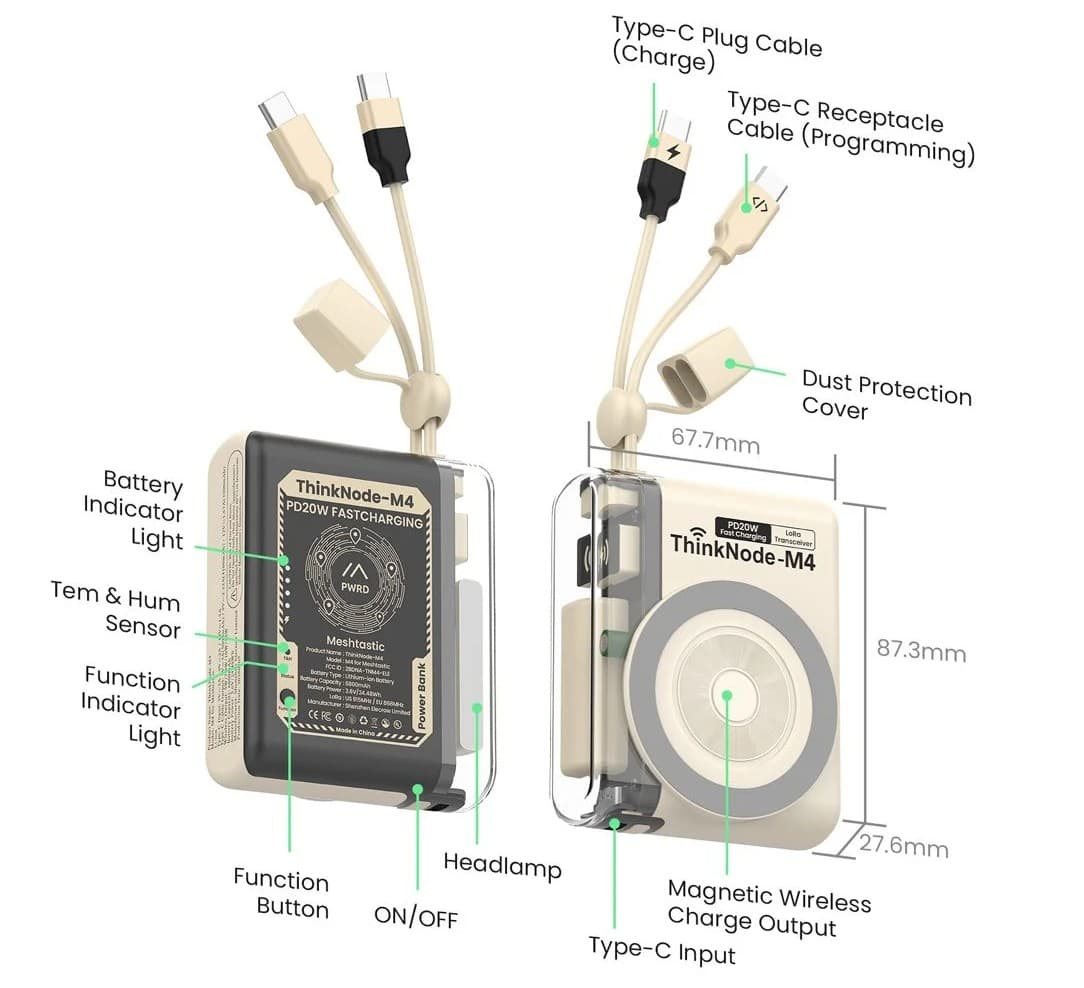ThinkNode M4 Meshtastic - power bank 7000 mAh, węzeł LoRa i tracker GPS