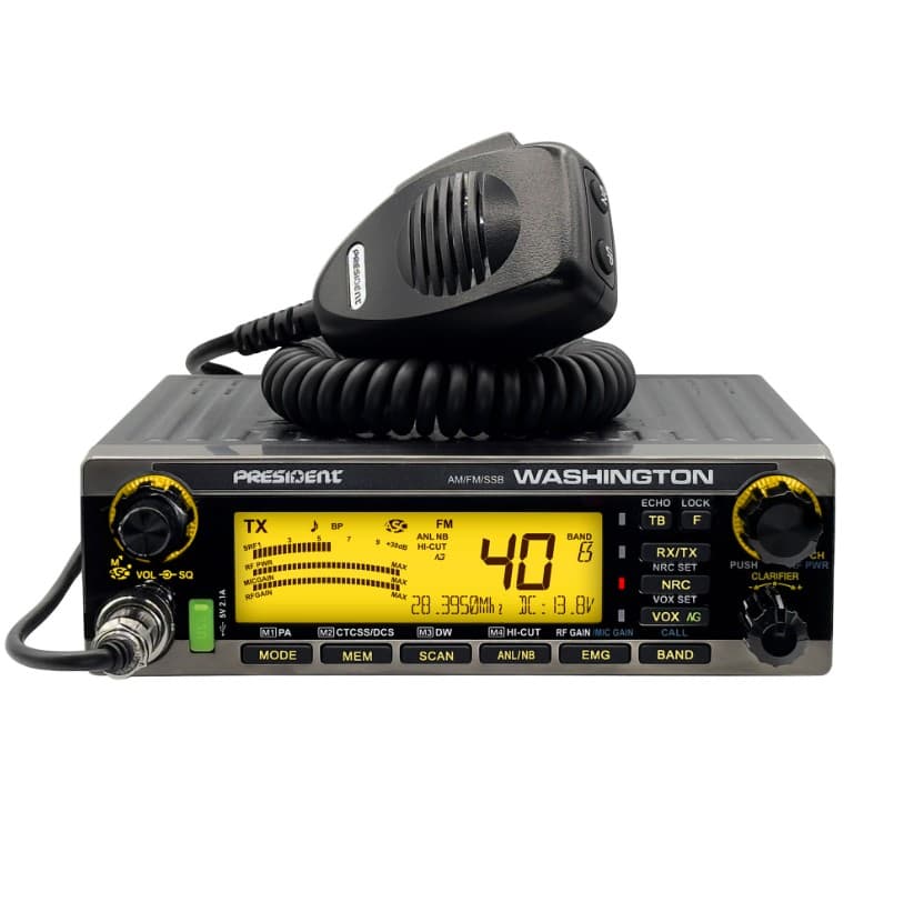 PRESIDENT WASHINGTON 100W EXPORT + aktywny układ chłodzenia - radiotelefon amatorski AM/FM/SSB moc do 100W PEP, funkcja przemiennika