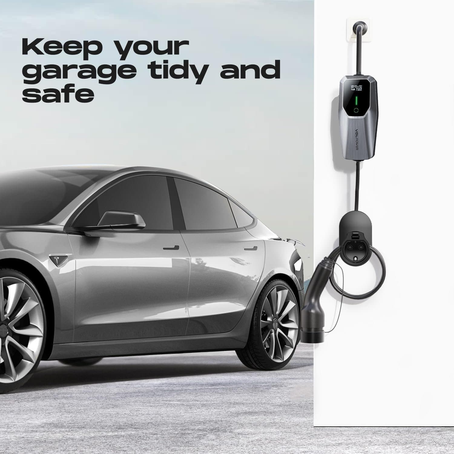 Uchwyt ścienny do kabla ładowania samochodów elektrycznych EV Type 2 (organizator przewodu ładowarki)