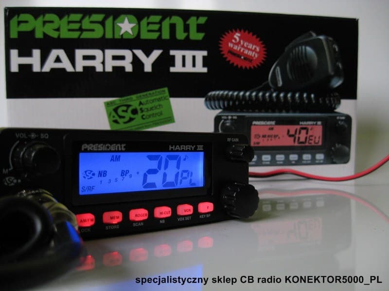 PRESIDENT HARRY III ASC CB radio edycja Volkswagen (niebieski wyświetlacz, czerwone przyciski)