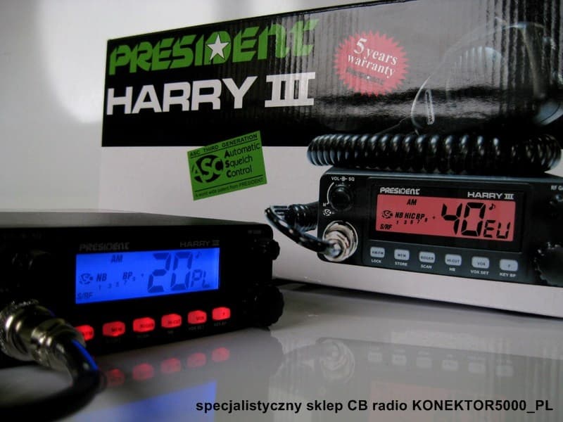 PRESIDENT HARRY III ASC CB radio edycja Volkswagen (niebieski wyświetlacz, czerwone przyciski)