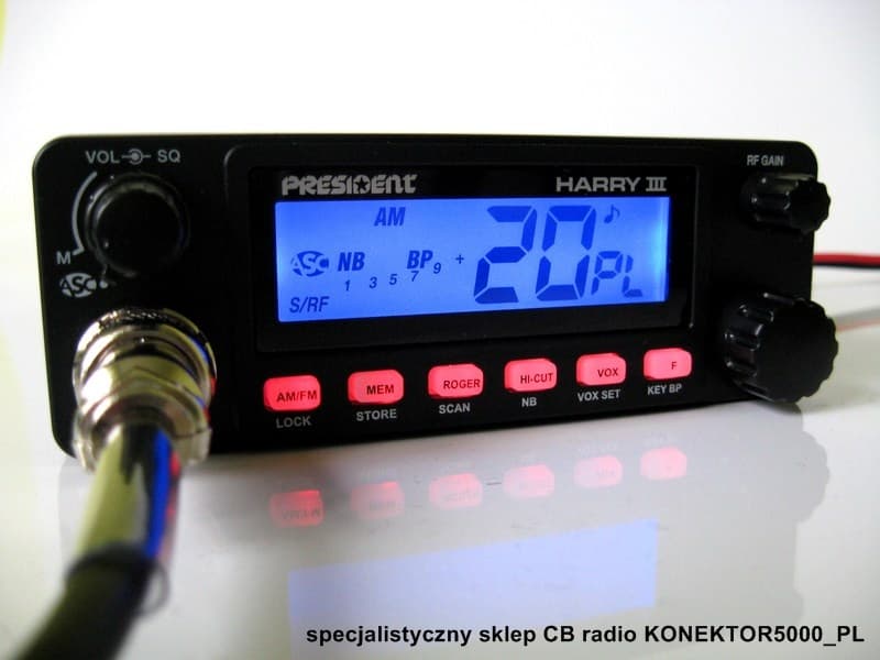 PRESIDENT HARRY III ASC CB radio edycja Volkswagen (niebieski wyświetlacz, czerwone przyciski)
