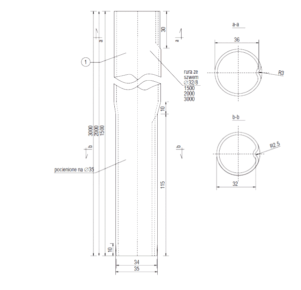 Maszt stalowy segmentowy 150cm # maszt antenowy 38x2x1500mm PEXYMEK produkcja szwedzka