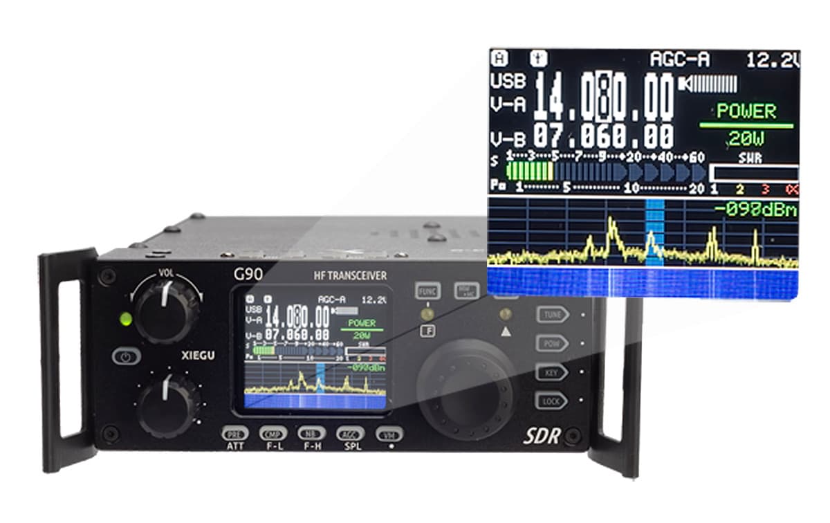 XIEGU G90 EXPORT radiotelefon amatorski 0.5-30MHz bez przerw, 20W, SDR, ATU, kolorowy wyświetlacz, wodospad (Xiegu G90S)