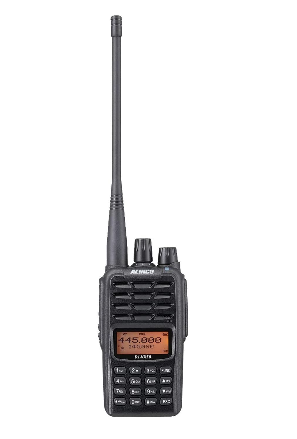 Alinco DJ-VX50 EXPORT radiotelefon przenośny 5W VHF UHF 136-174/400-470MHz krótkofalówka, odbiór pasma lotniczego, NOAA WX, IP-67