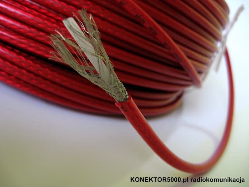 Przewód koncentryczny RG-58 MAGNUM RED do anten CB/VHF/skanerów/SDR - czerwona powłoka PVC