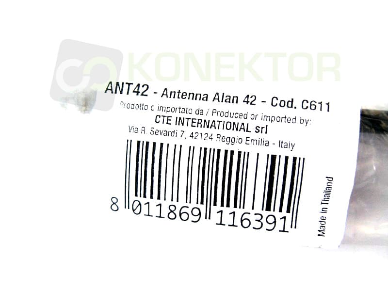 Antena oryginalna 20cm do Alan 42 Plus Multi gniazdo BNC
