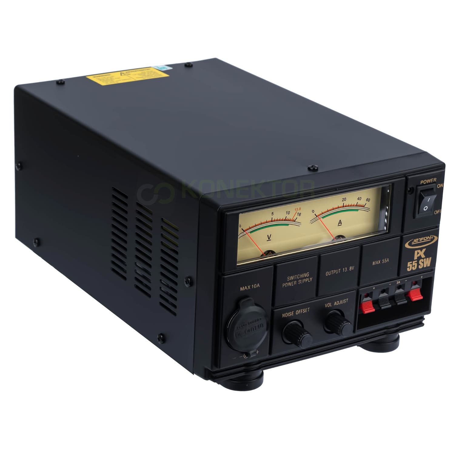 Jetfon PC-55-SW zasilacz impulsowy 55A, wskaźniki V/A, regulacja napięcia 9-15V, solidna obudowa