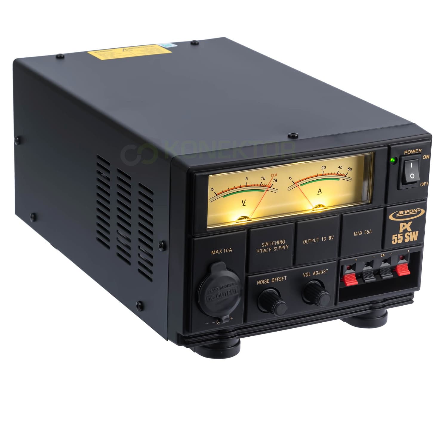 Jetfon PC-55-SW zasilacz impulsowy 55A, wskaźniki V/A, regulacja napięcia 9-15V, solidna obudowa