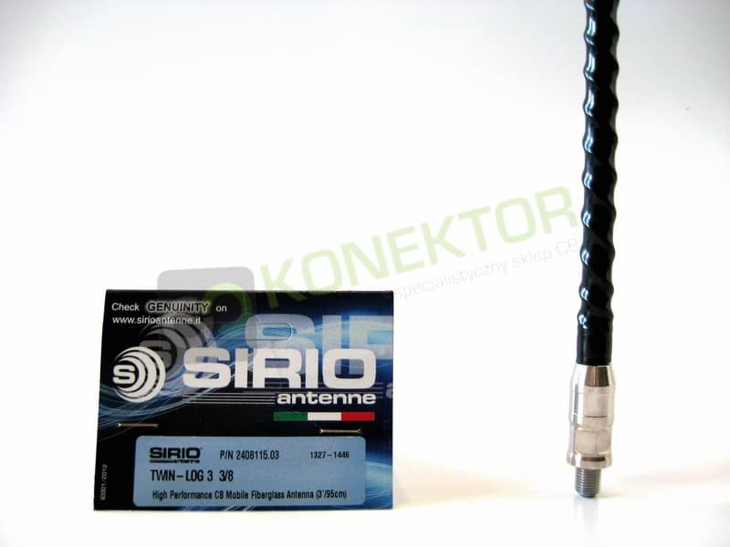 SIRIO TWIN LOG 5 montaż 3/8 Antena CB 147cm helikalna top loaded montażowa