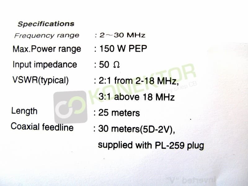 Diamond WD-330 DIPOL antena KF 2-30MHz długość 25m (Diamond WD330 antena linkowa szerokopasmowa)