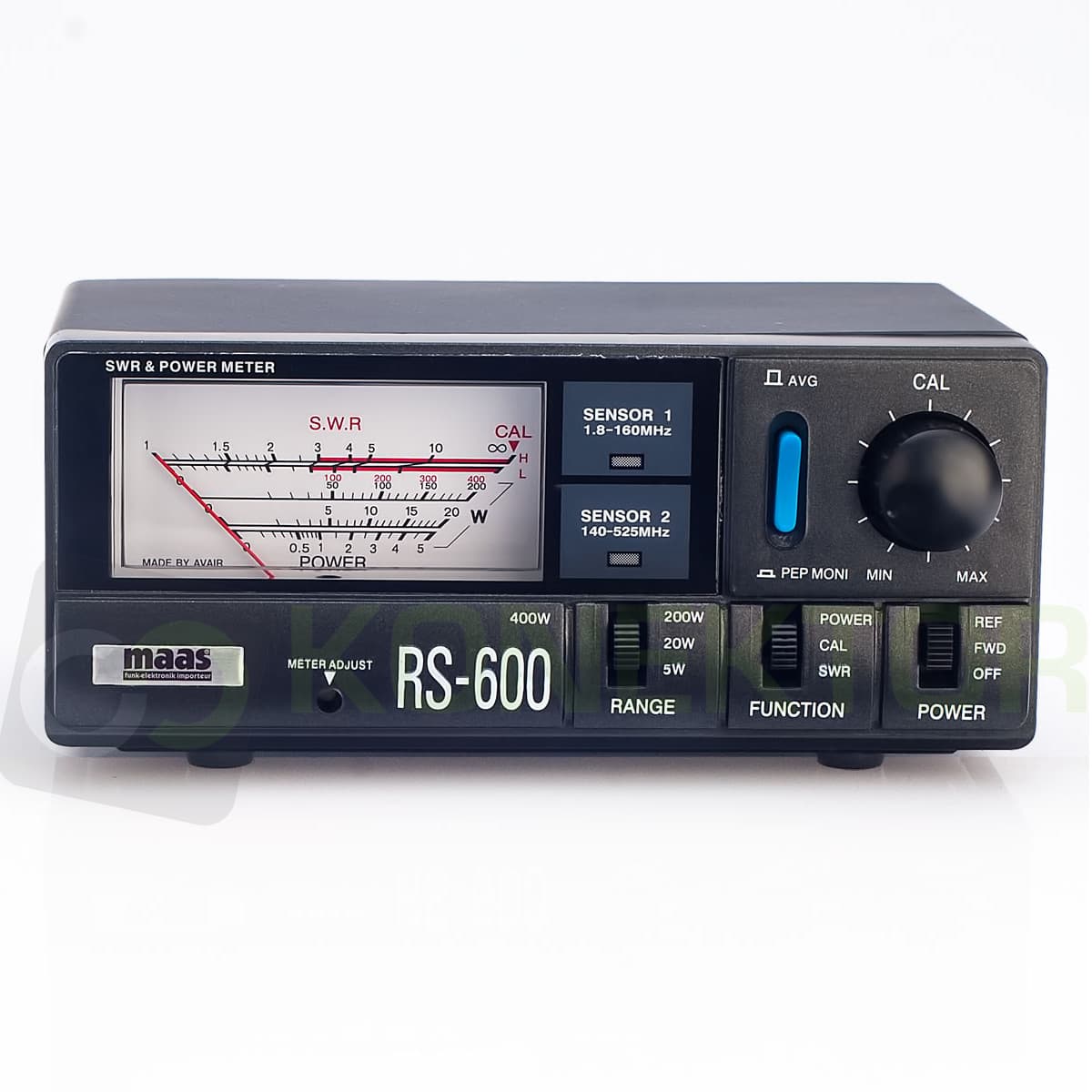 MAAS RS-600 reflektometr KF/VHF/UHF 1.8-525 MHz złącza N - pomiar SWR, mocy, podświetlenie skali