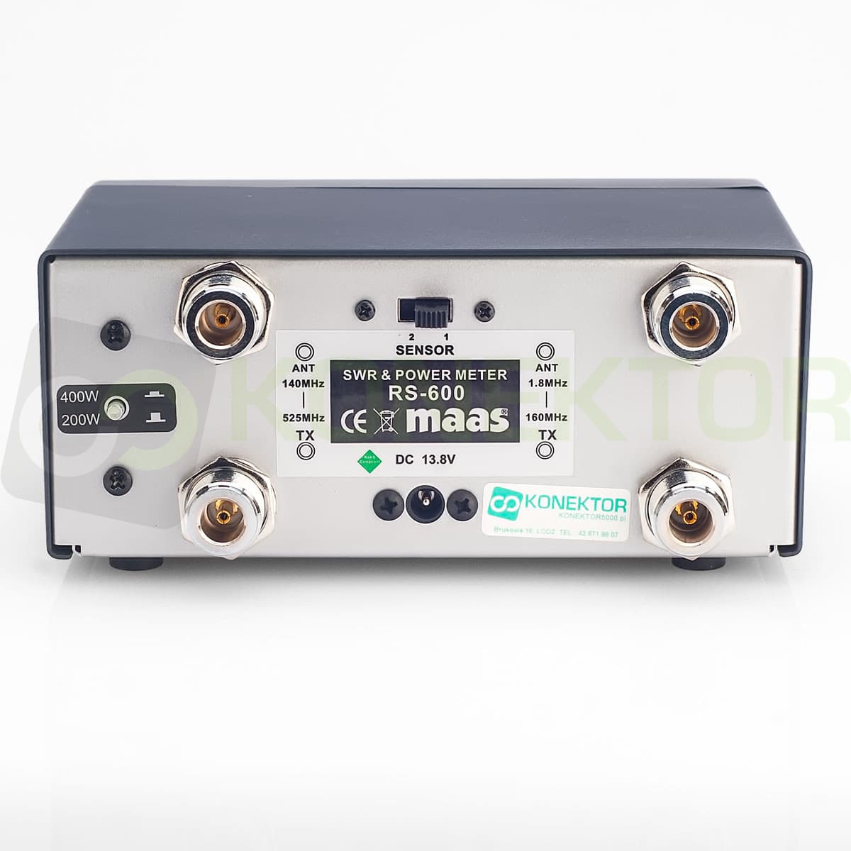 MAAS RS-600 reflektometr KF/VHF/UHF 1.8-525 MHz złącza N - pomiar SWR, mocy, podświetlenie skali