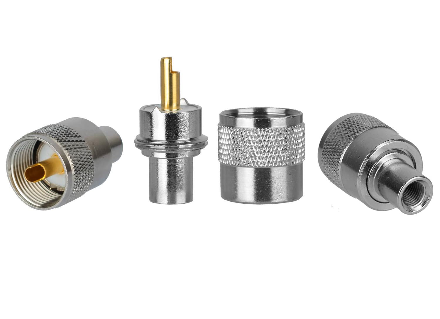 Wtyk UC-1 PL-259/6 PTFE/Gold na przewód RF-5, H-155, RG-58 (RF5, H155, RG58) RADIORA - teflonowy KRÓTKI 30mm