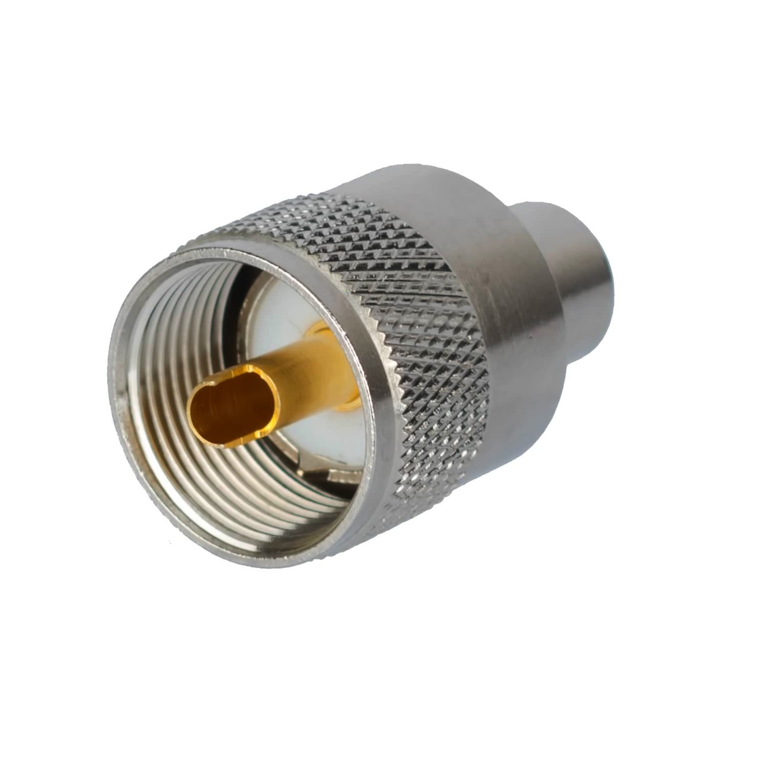 Wtyk UC-1 PL-259/6 PTFE/Gold na przewód RF-5, H-155, RG-58 (RF5, H155, RG58) RADIORA - teflonowy KRÓTKI 30mm