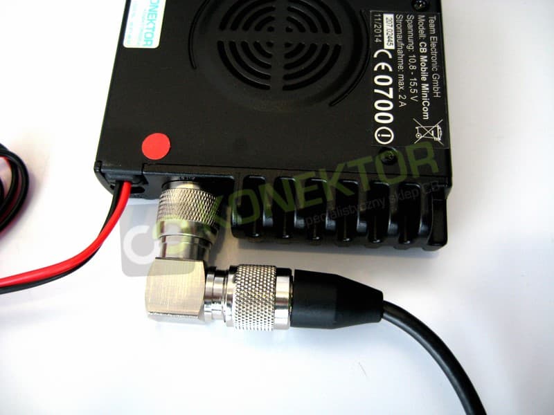 Przejściówka kątowa UHF - wtyk UC-1/gniazdo SO-239 - np. do CB radia, wypełnienie teflon, superjakość - Radiora UHF90