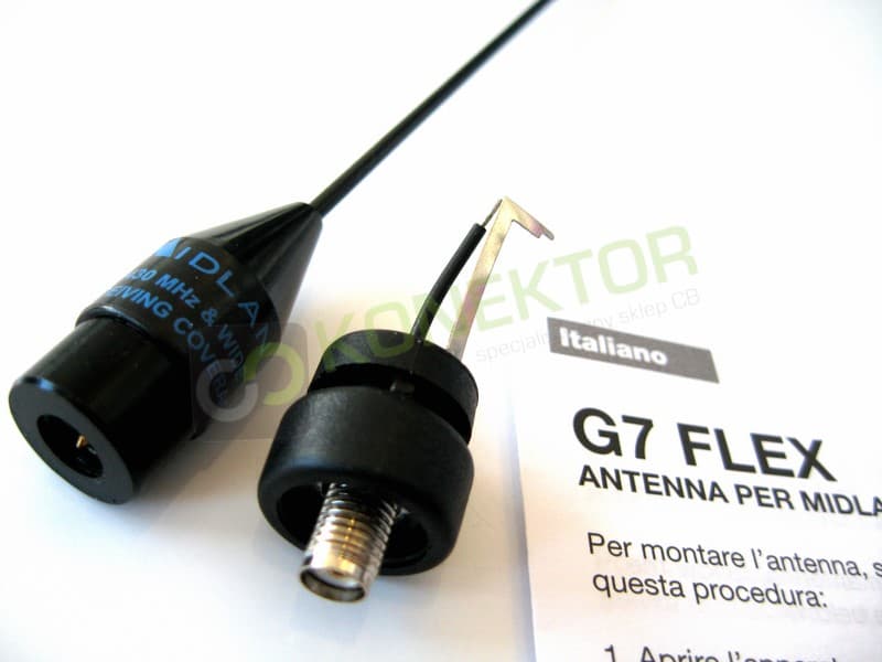 Midland G7 FLEX - dłuższa lepsza antena 35cm do Midland G7 G8 G9 G11 G14 G15 (+gniazdo w komplecie)