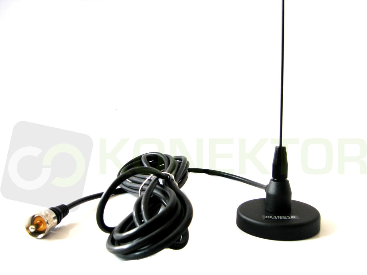 Diamond MC100 DYSKRETNA antena VHF 134~174MHz długość 44-57cm, podstawa magnetyczna z kablem 4m