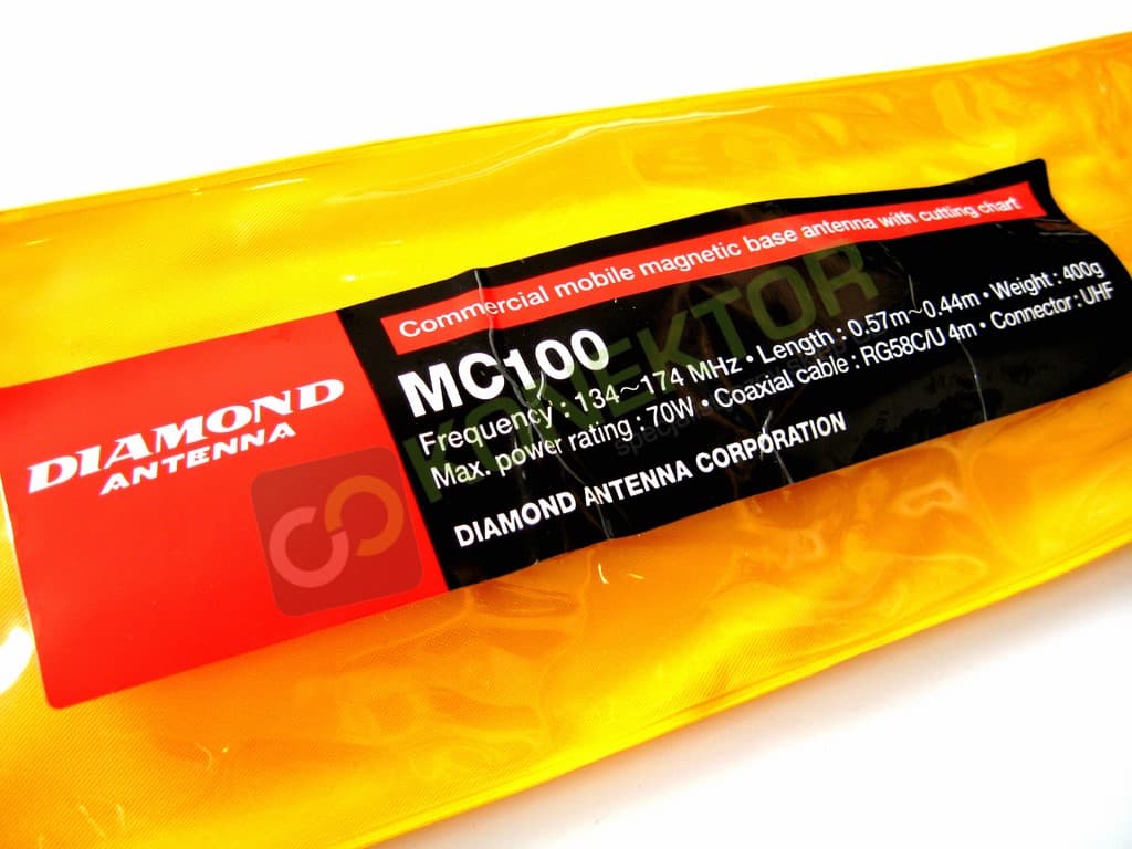 Diamond MC100 DYSKRETNA antena VHF 134~174MHz długość 44-57cm, podstawa magnetyczna z kablem 4m