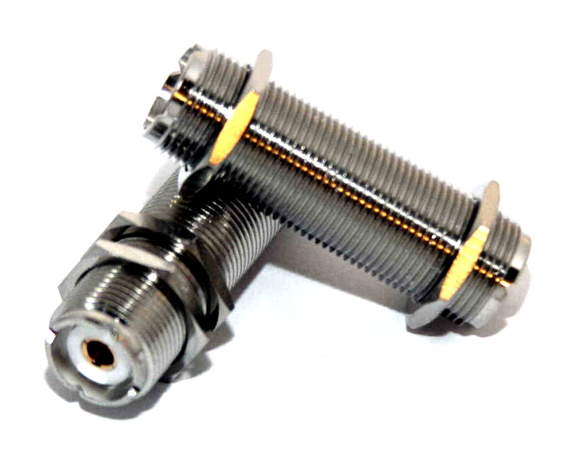 Beczka UC1/UC1 łącznik DŁUGI 50mm (np. do obudowy) PTFE/GOLD # KONEKTOR PRO # beczka UHF