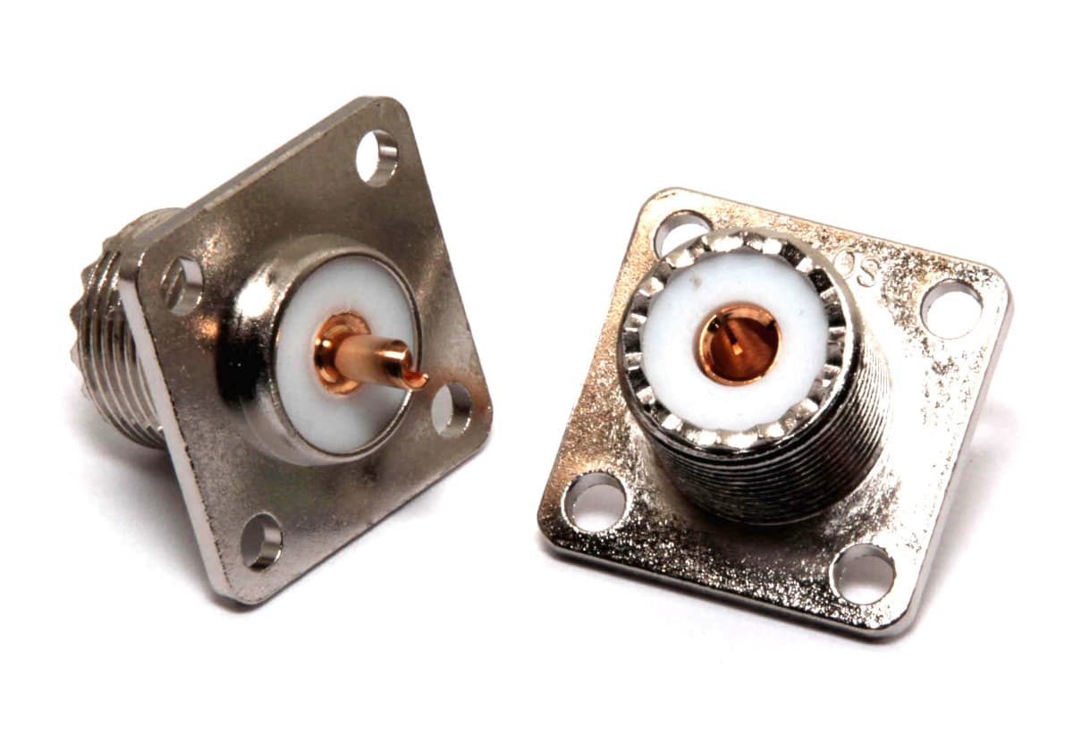 Gniazdo panelowe UHF (SO 239, do wtyku UC-1) do obudowy prostokątne PTFE/GOLD # KONEKTOR PRO #