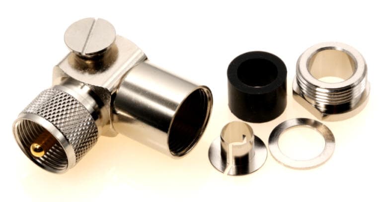 Wtyk UC-1 KĄTOWY 259/9 skręcany na gruby przewód RG-213 RF-10 H-1000 itp. superjakość PTFE/GOLD # KONEKTOR PRO #