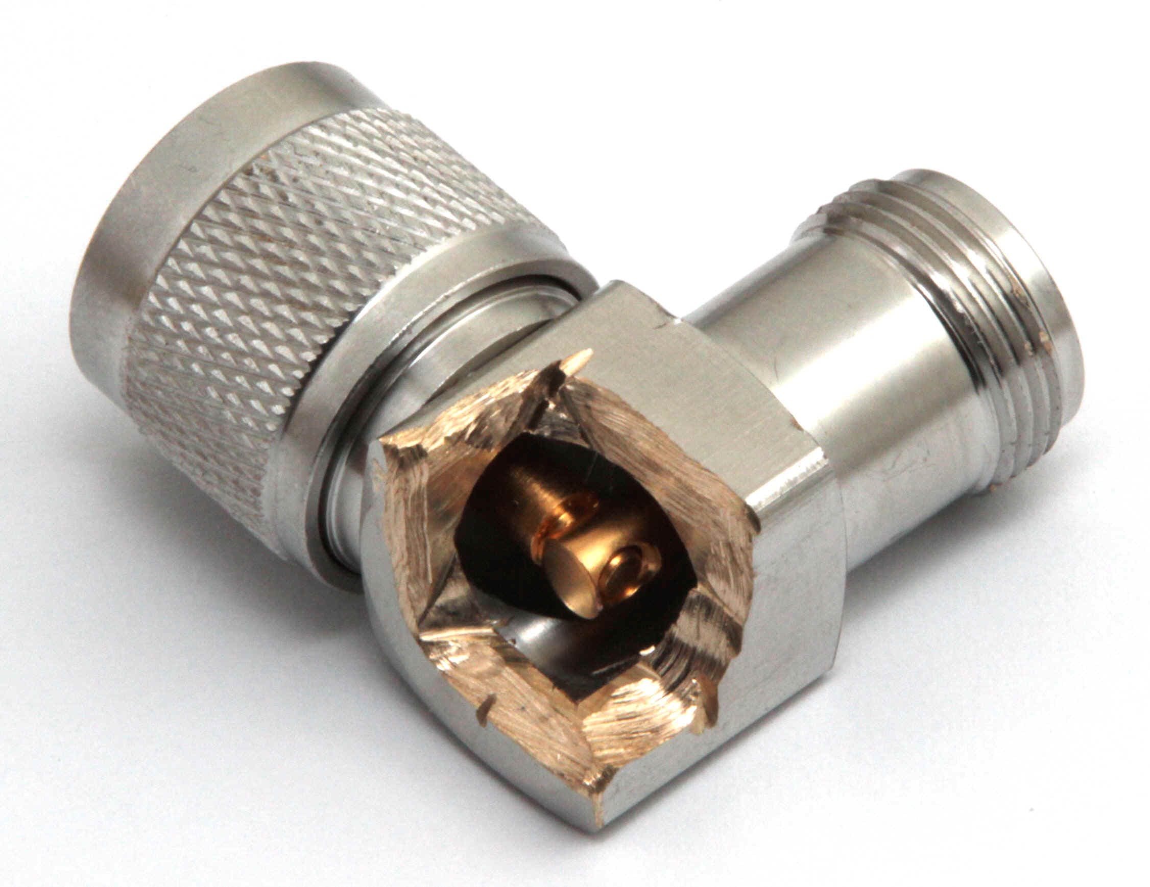 Przejściówka kątowa do gniazda N PTFE/GOLD # KONEKTOR PRO #