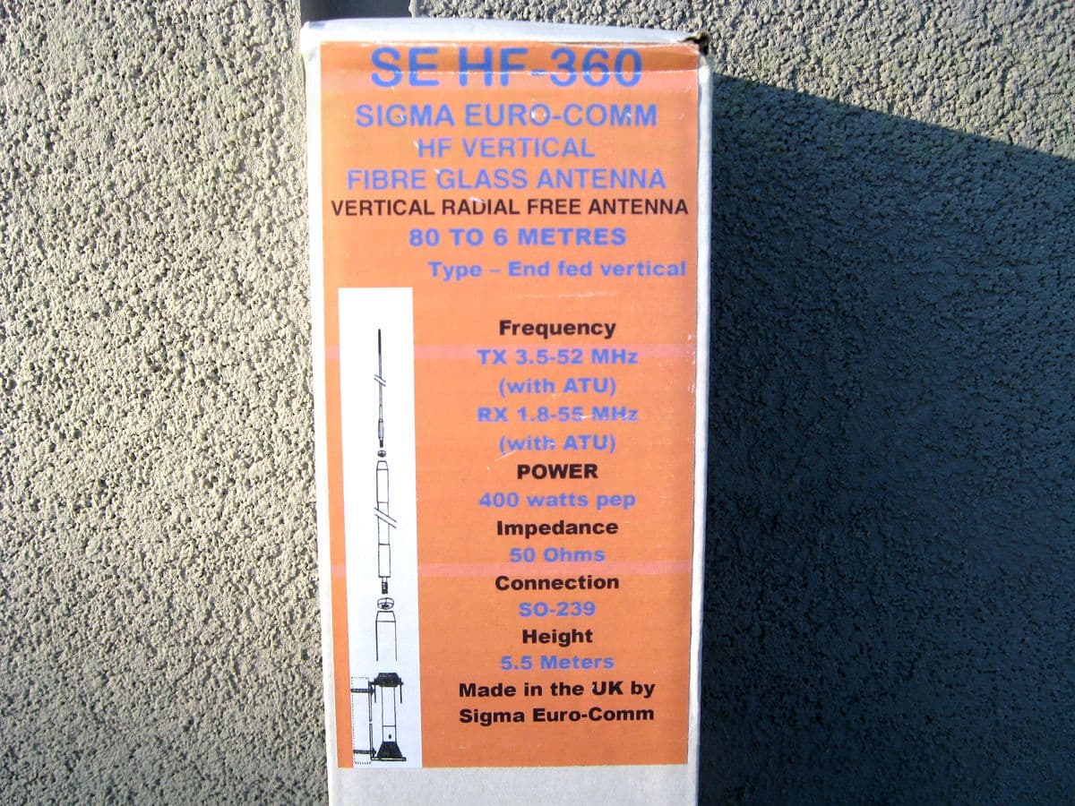 Sigma SE HF 360 fiberglass antena KF wielopasmowa 3.5-52MHz długość 550cm antena bazowa pionowa