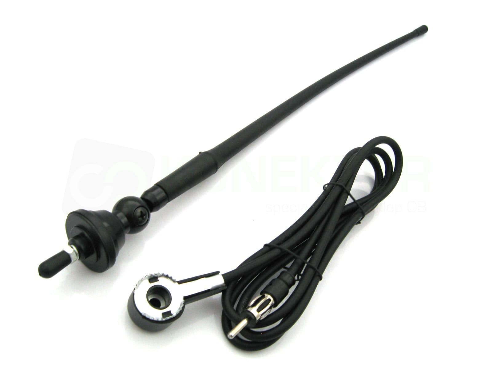 Antena samochodowa FM 88-108MHz długość 40cm, regulacja pochylenia, kabel, wtyk (antena do radia samochodowego)